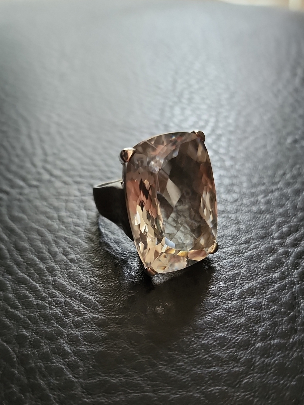Sterling Silver Clear Quartz Cocktail Ring - Size 10